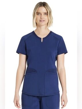 NWT Scrubstar Navy Short Sleeve Notch-Neck Women's Scrub Top